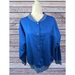 Vintage Aileen Men's Blue Varsity/Jersey Jacket Button Front Size 42